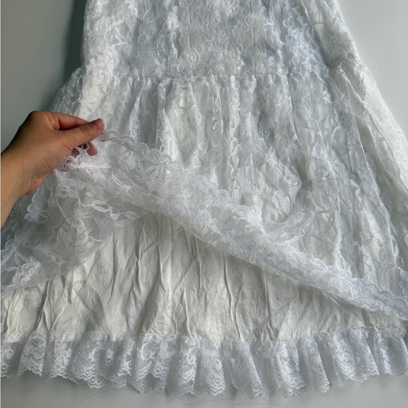 VTG Gunne Sax Jessica McClintock White Lace Cottagecore Prairie Dress 10 XSmall - Picture 9 of 11